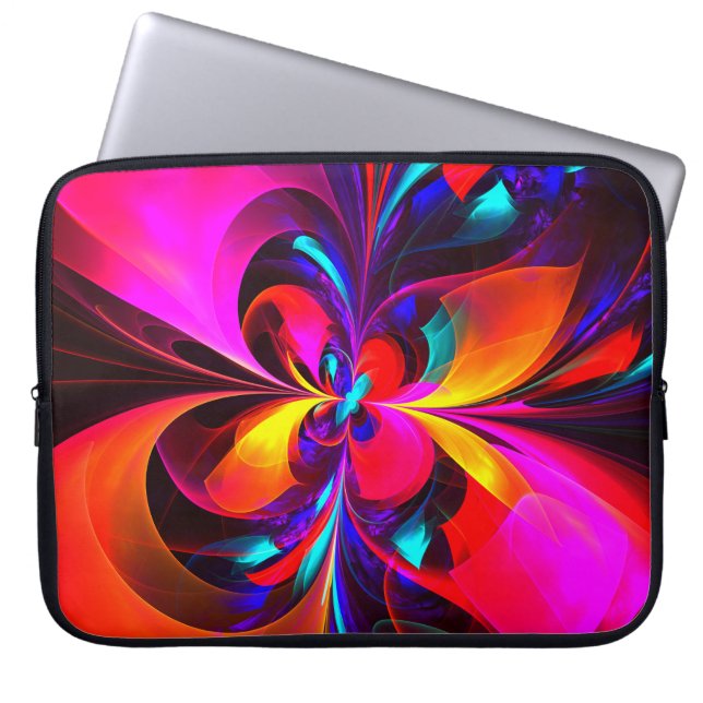 Modern Floral Abstract Art Red Blue Pattern #07 Laptop Sleeve (Front)