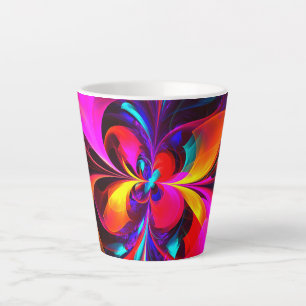 Modern Floral Abstract Art Red Blue Pattern #07 Latte Mug