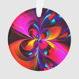 Modern Floral Abstract Art Red Blue Pattern #07 Ornament