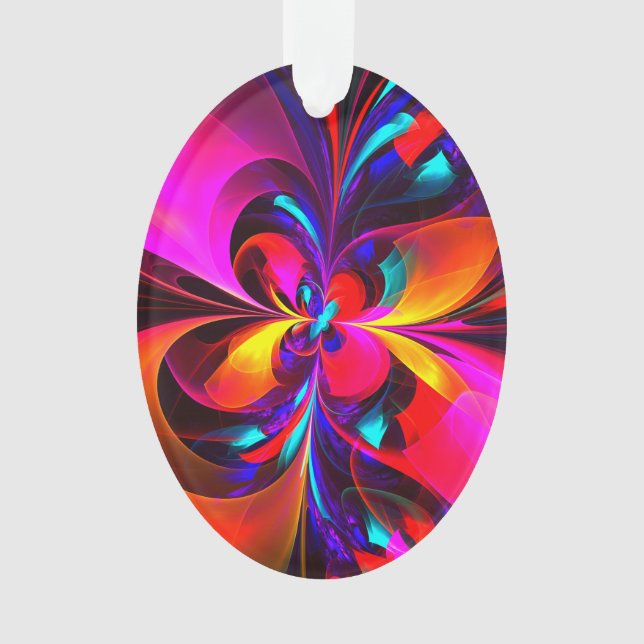 Modern Floral Abstract Art Red Blue Pattern #07 Ornament (Front)