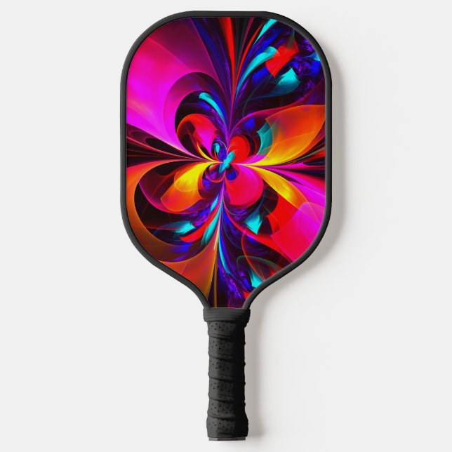 Modern Floral Abstract Art Red Blue Pattern #07 Pickleball Paddle (Front)