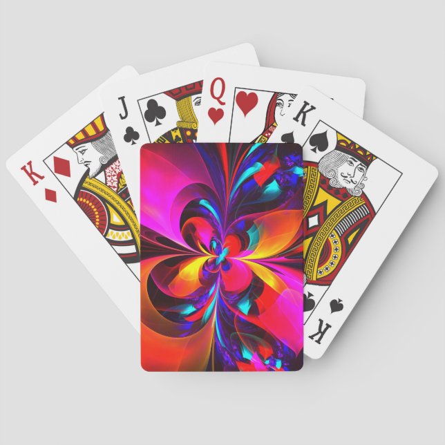 Modern Floral Abstract Art Red Blue Pattern #07 Playing Cards (Back)