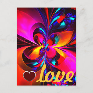 Modern Floral Abstract Art Red Blue Pattern #07 Postcard