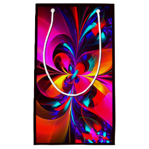 Modern Floral Abstract Art Red Blue Pattern #07 Small Gift Bag