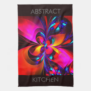 Modern Floral Abstract Art Red Blue Pattern #07 Tea Towel
