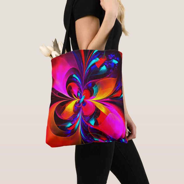 Modern Floral Abstract Art Red Blue Pattern #07 Tote Bag (Close Up)