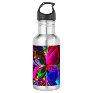 Modern Floral Abstract Art Red Blue Pattern #12 532 Ml Water Bottle