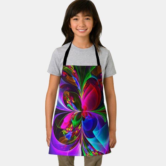 Modern Floral Abstract Art Red Blue Pattern #12 Apron (Insitu)