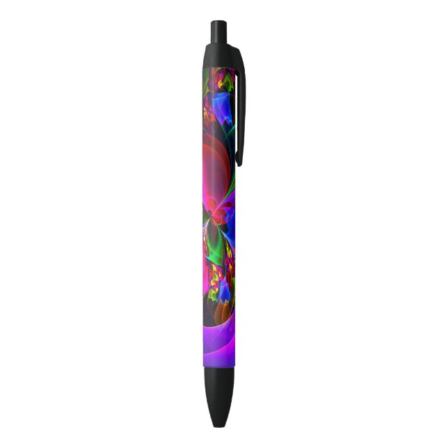 Modern Floral Abstract Art Red Blue Pattern #12 Black Ink Pen (Bottom (Vertical))