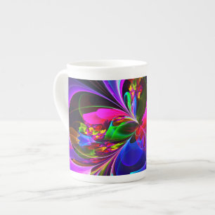 Modern Floral Abstract Art Red Blue Pattern #12 Bone China Mug