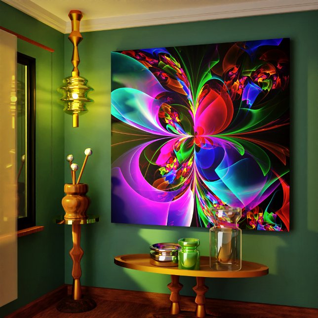 Modern Floral Abstract Art Red Blue Pattern #12 Canvas Print (Modern Floral Abstract Art Red Blue Pattern #12 Canvas Print)