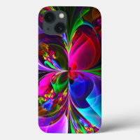 Modern Floral Abstract Art Red Blue Pattern #12