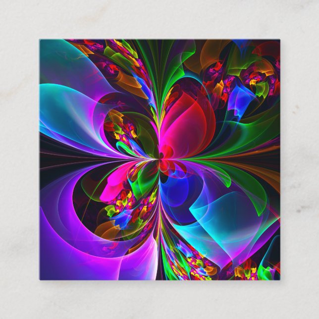 Modern Floral Abstract Art Red Blue Pattern #12 Enclosure Card (Front)