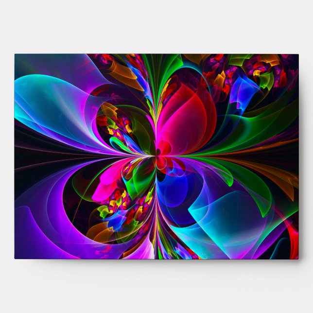 Modern Floral Abstract Art Red Blue Pattern #12 Envelope (Front)
