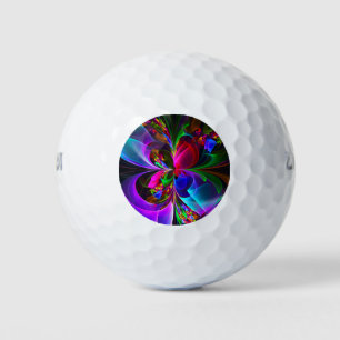 Modern Floral Abstract Art Red Blue Pattern #12 Golf Balls