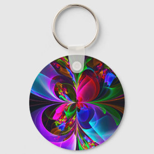 Modern Floral Abstract Art Red Blue Pattern #12 Key Ring