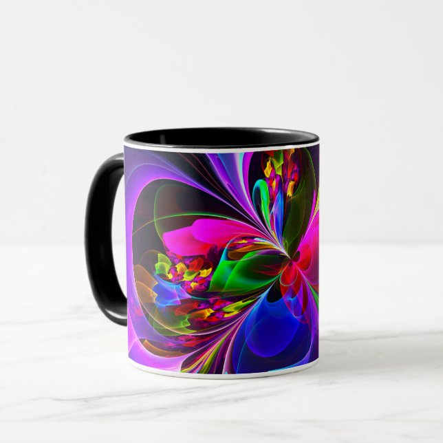 Modern Floral Abstract Art Red Blue Pattern #12 Mug (Front Left)