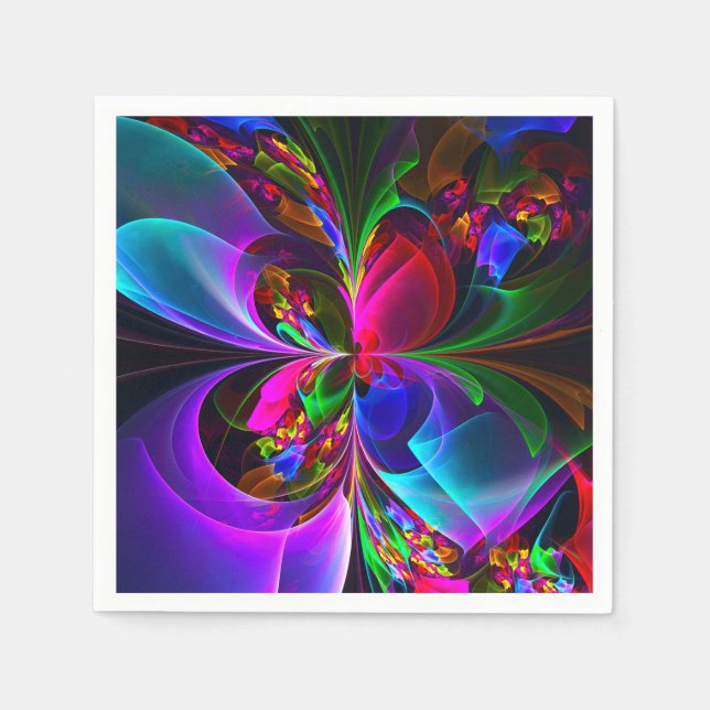 Modern Floral Abstract Art Red Blue Pattern #12 Napkin (Front)