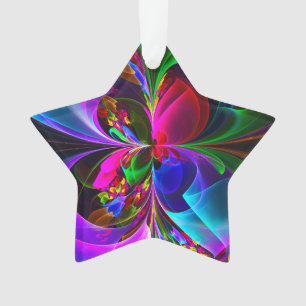 Modern Floral Abstract Art Red Blue Pattern #12 Ornament