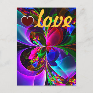 Modern Floral Abstract Art Red Blue Pattern #12 Postcard