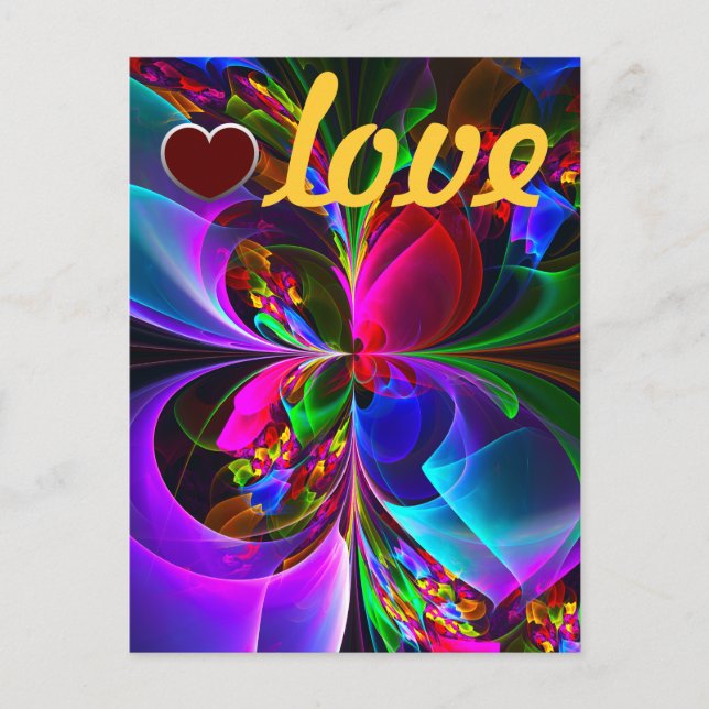 Modern Floral Abstract Art Red Blue Pattern #12 Postcard (Front)