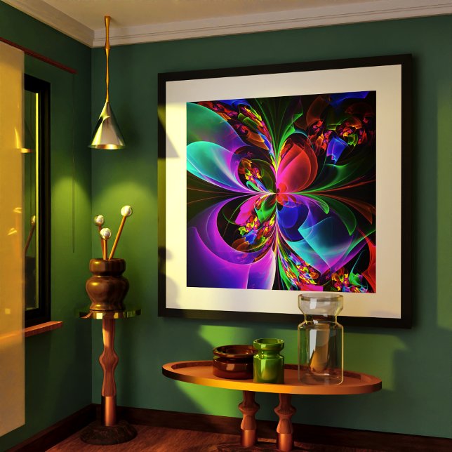 Modern Floral Abstract Art Red Blue Pattern #12 Poster (Modern Floral Abstract Art Red Blue Pattern #12 Poster)