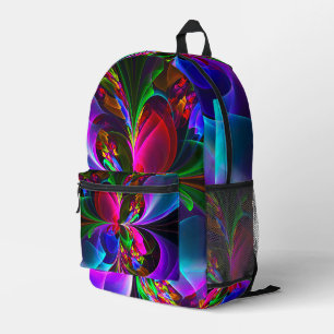 Modern Floral Abstract Art Red Blue Pattern #12 Printed Backpack