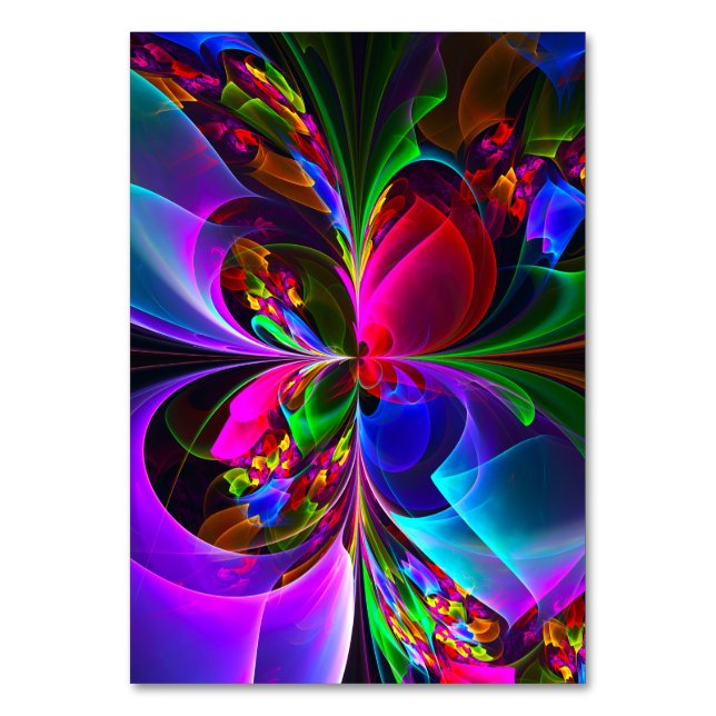 Modern Floral Abstract Art Red Blue Pattern #12 Table Number (Front)