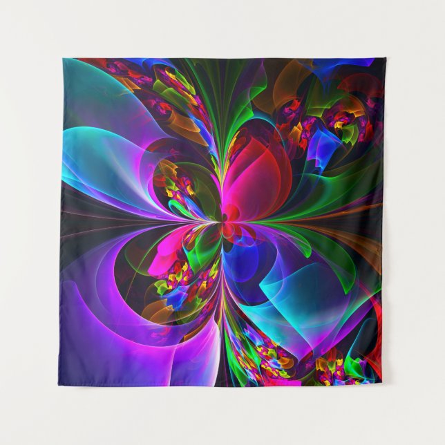 Modern Floral Abstract Art Red Blue Pattern #12 Tapestry (Front)