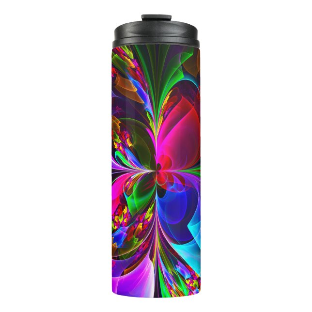 Modern Floral Abstract Art Red Blue Pattern #12 Thermal Tumbler (Front)