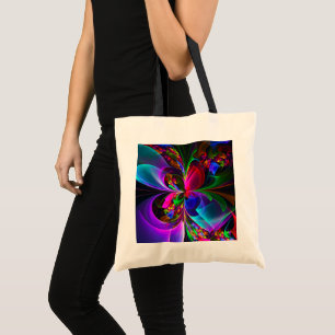 Modern Floral Abstract Art Red Blue Pattern #12 Tote Bag