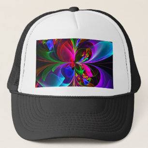 Modern Floral Abstract Art Red Blue Pattern #12 Trucker Hat