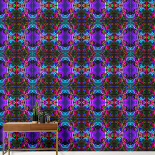 Modern Floral Abstract Art Red Blue Pattern #12 Wallpaper