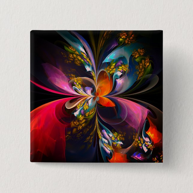 Modern Floral Abstract Art Red Blue Pattern #13 15 Cm Square Badge (Front)