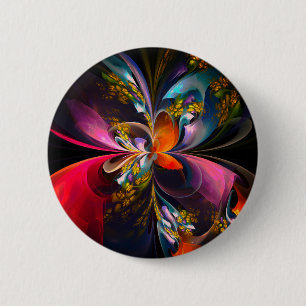 Modern Floral Abstract Art Red Blue Pattern #13 6 Cm Round Badge