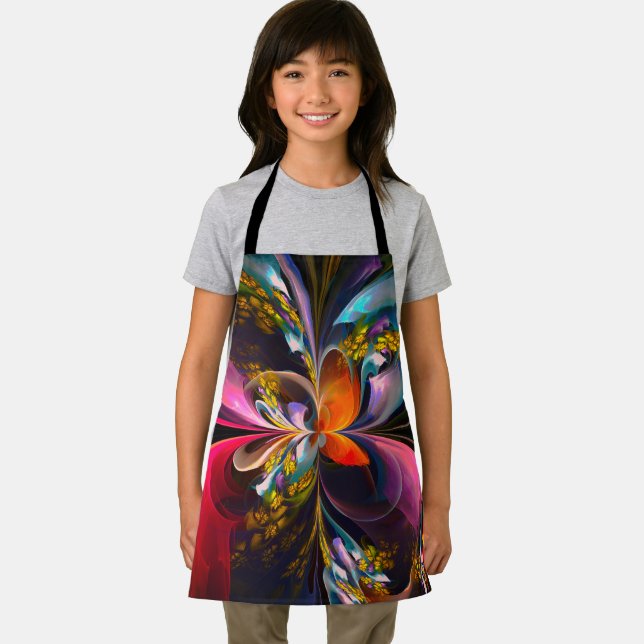 Modern Floral Abstract Art Red Blue Pattern #13 Apron (Insitu)