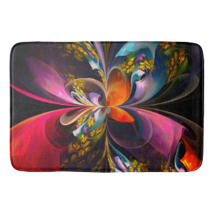 Modern Floral Abstract Art Red Blue Pattern #13 Bath Mat