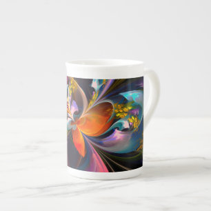 Modern Floral Abstract Art Red Blue Pattern #13 Bone China Mug