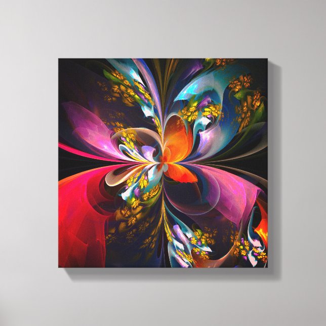 Modern Floral Abstract Art Red Blue Pattern #13 Canvas Print (Front)