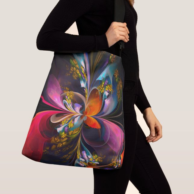 Modern Floral Abstract Art Red Blue Pattern #13 Crossbody Bag (Close Up)