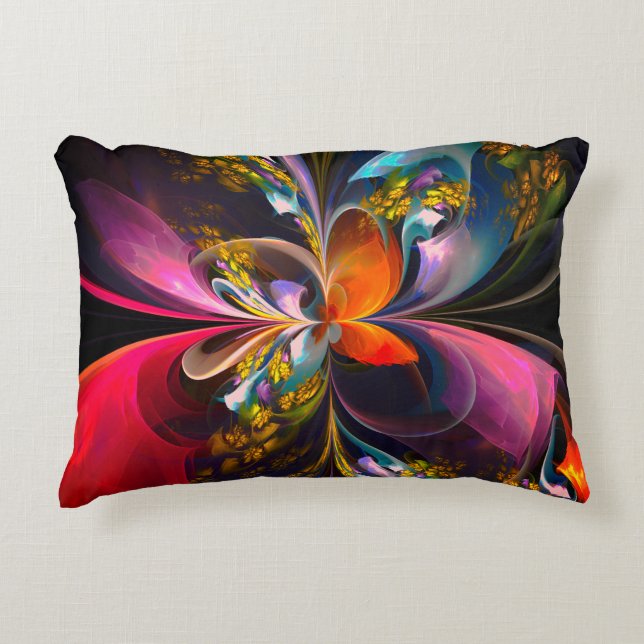 Modern Floral Abstract Art Red Blue Pattern #13 Decorative Cushion (Front)