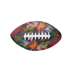 Modern Floral Abstract Art Red Blue Pattern #13 Football