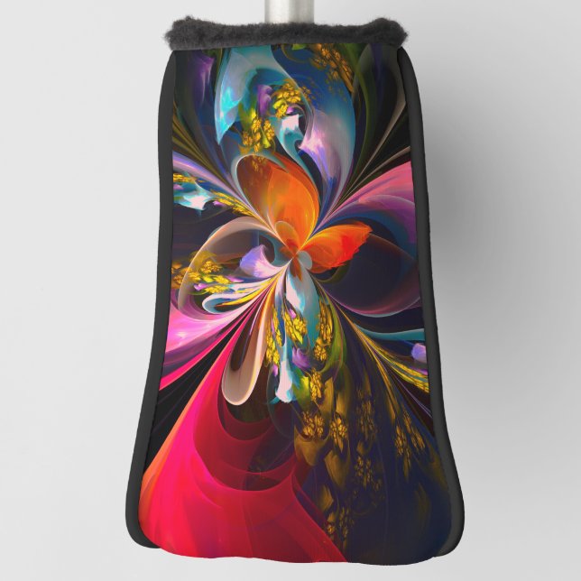 Modern Floral Abstract Art Red Blue Pattern #13 Golf Head Cover (Rotate 90)