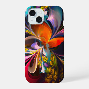 Modern Floral Abstract Art Red Blue Pattern #13 iPhone 15 Case