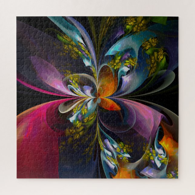 Modern Floral Abstract Art Red Blue Pattern #13 Jigsaw Puzzle (Vertical)