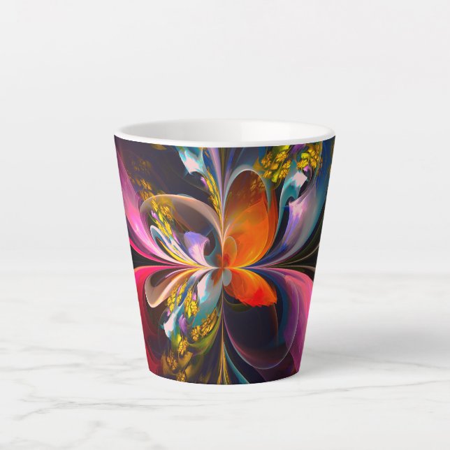 Modern Floral Abstract Art Red Blue Pattern #13 Latte Mug (Front)
