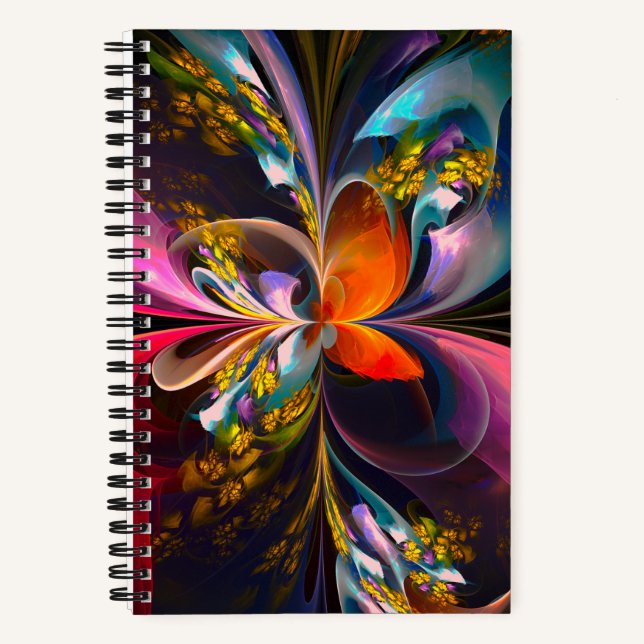 Modern Floral Abstract Art Red Blue Pattern #13 Notebook (Front)