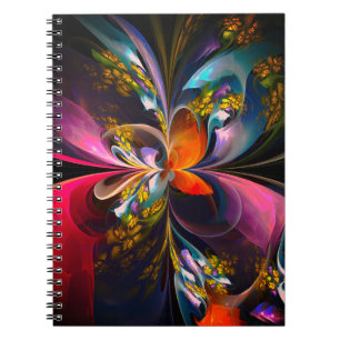 Modern Floral Abstract Art Red Blue Pattern #13 Notebook