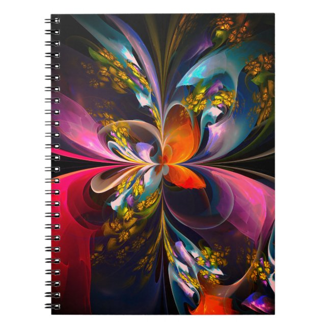Modern Floral Abstract Art Red Blue Pattern #13 Notebook (Front)