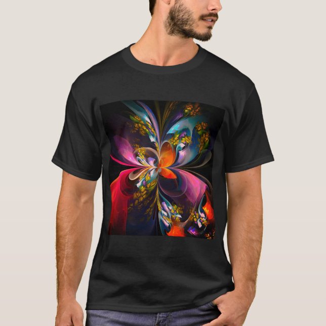 Modern Floral Abstract Art Red Blue Pattern #13 T-Shirt (Front)